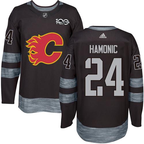 Adidas Flames #24 Travis Hamonic Black 1917-100th Anniversary Stitched NHL Jersey